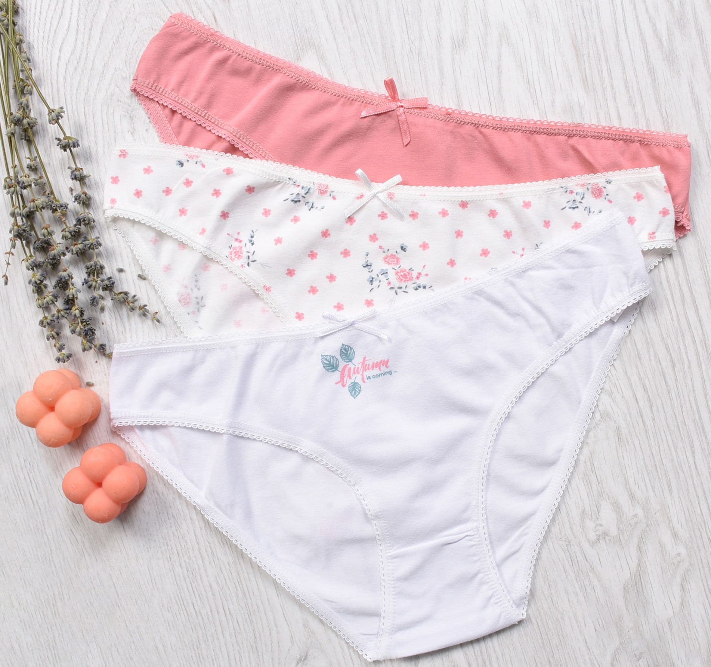 Printed Cotton Briefs, Pack of 3, pink mix