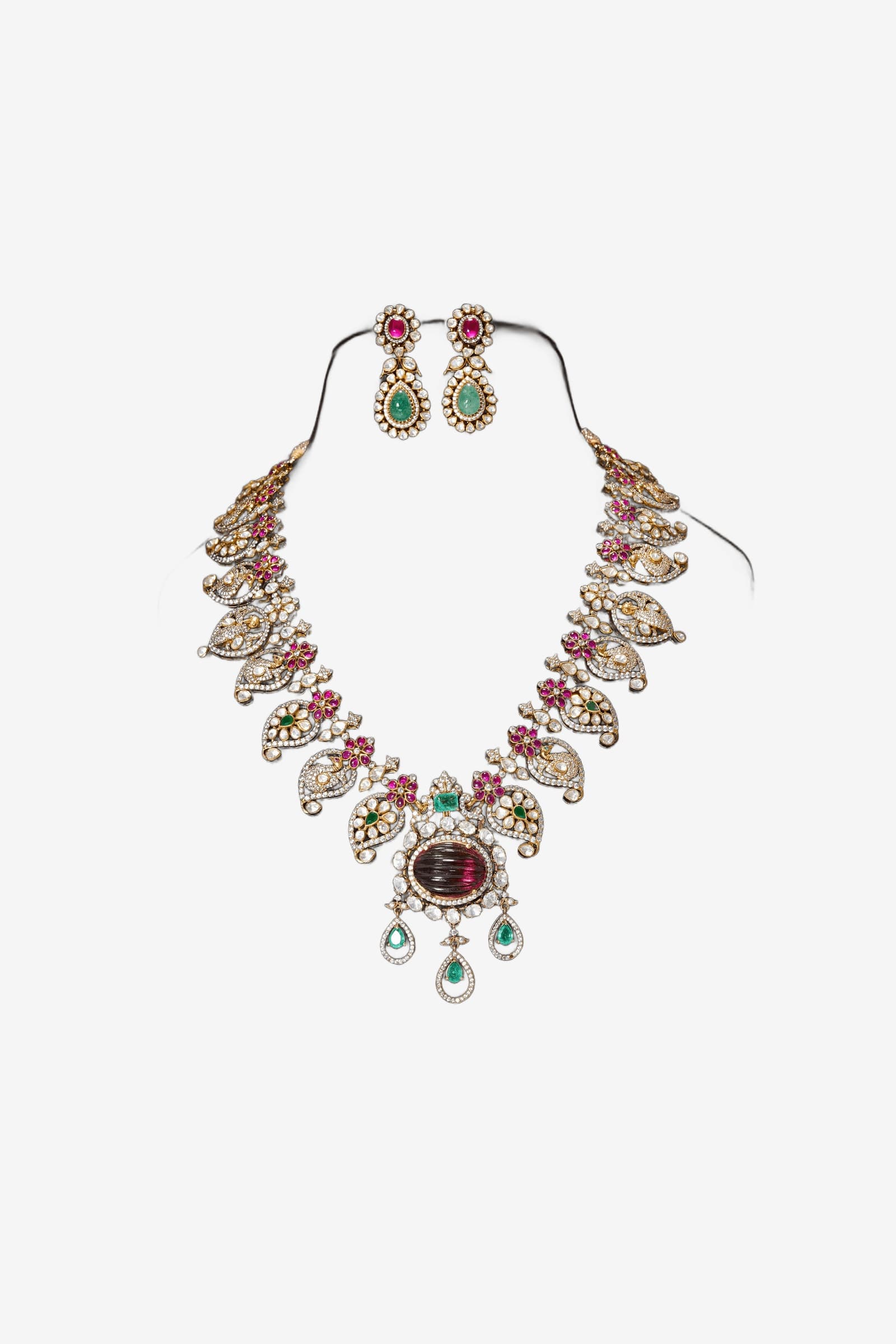 Nida Ruby & Emerald Necklace Set