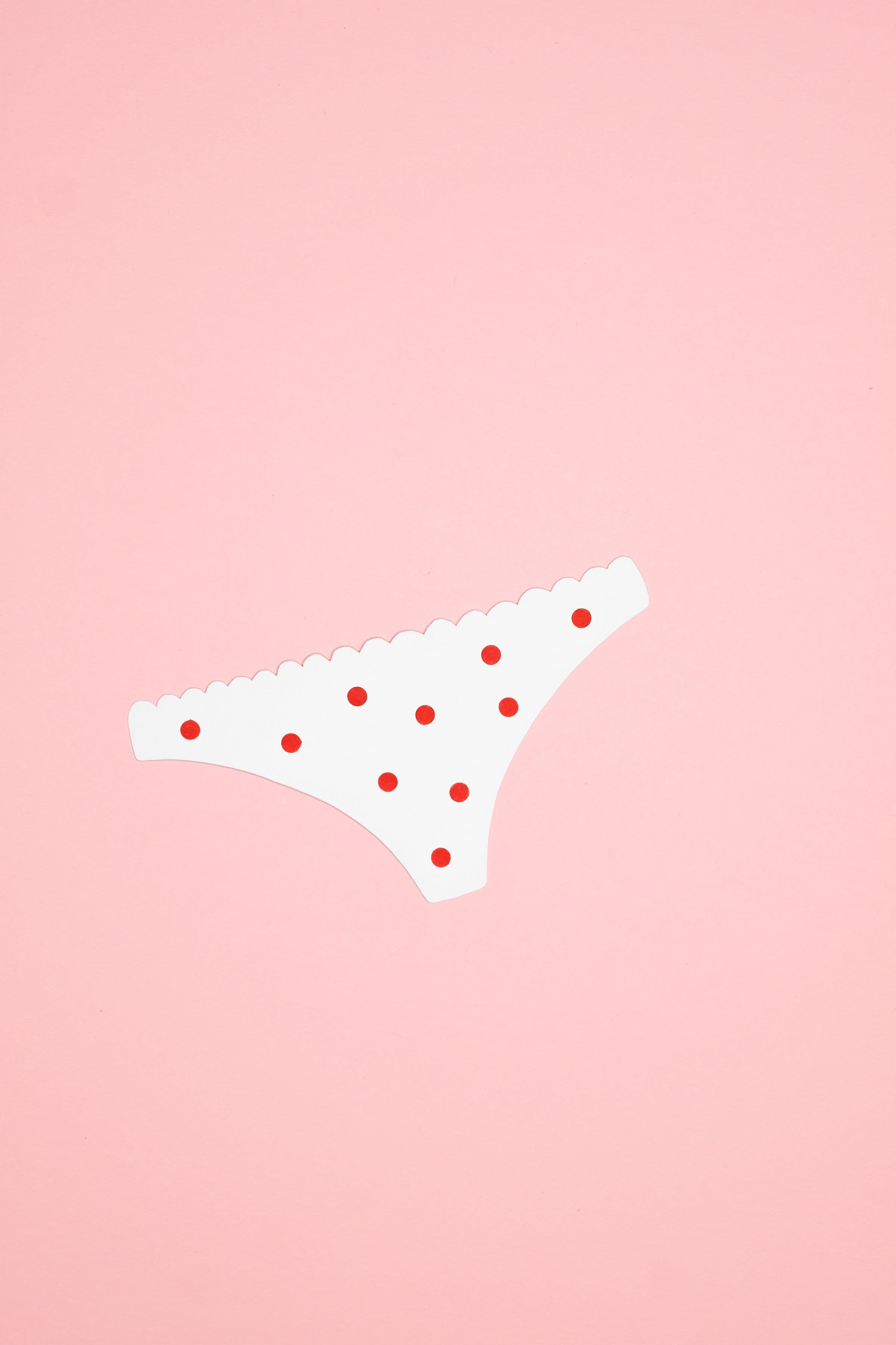 Polka Dot Cotton Thong, white / red