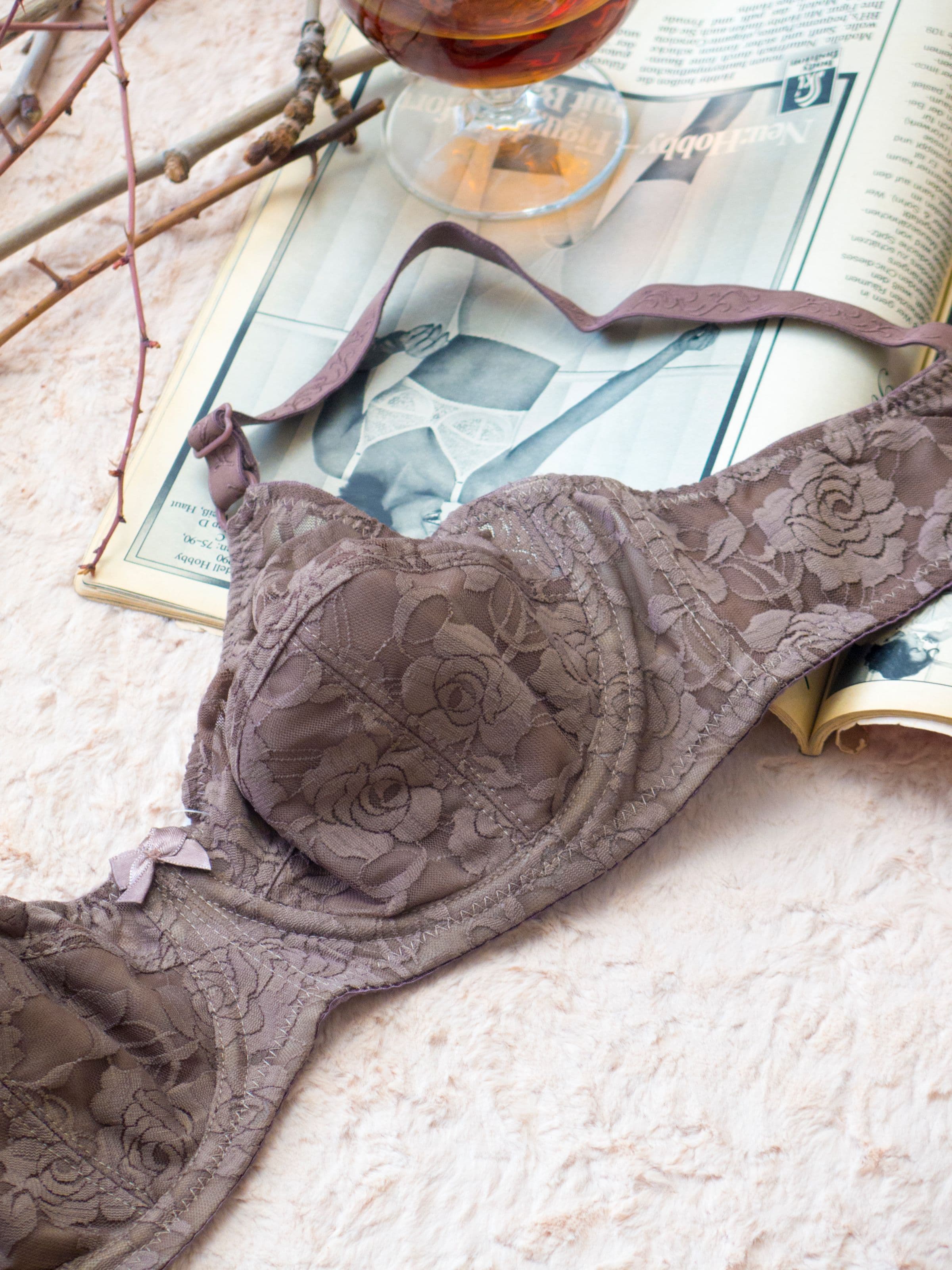 Amara Lace Balconette Bra, mauve