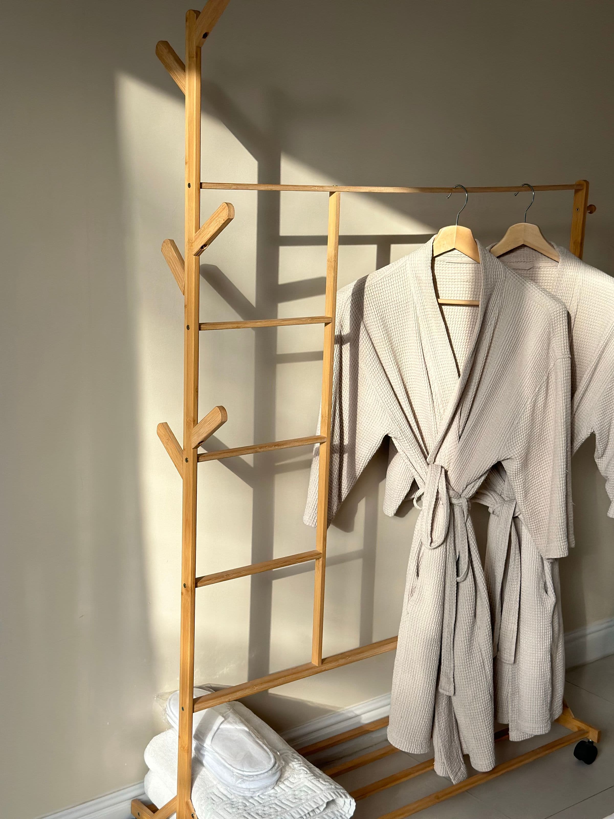 Ivory Linen-Blend Robe, ivory