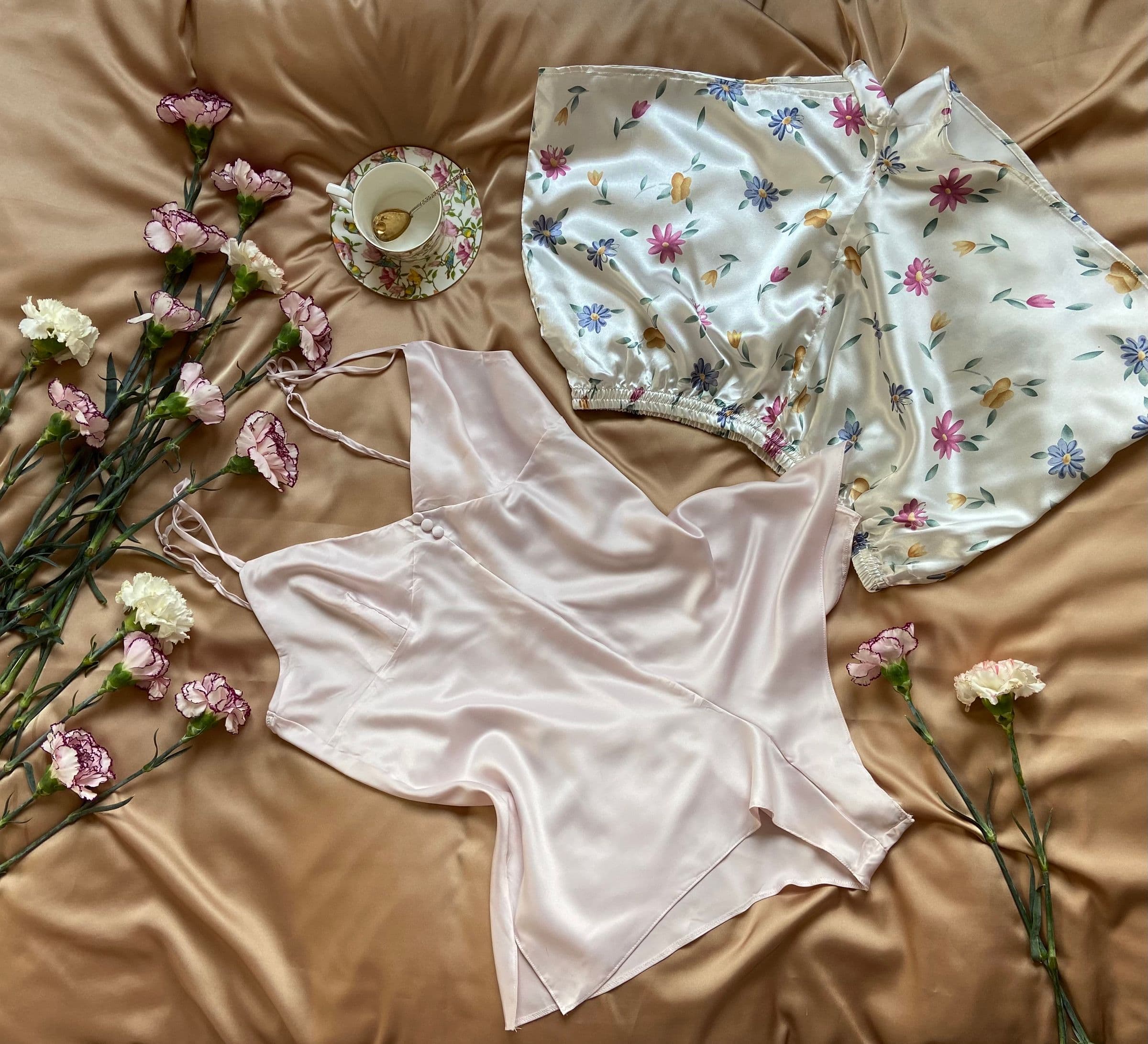 Rose Satin Slip Nightdress, champagne