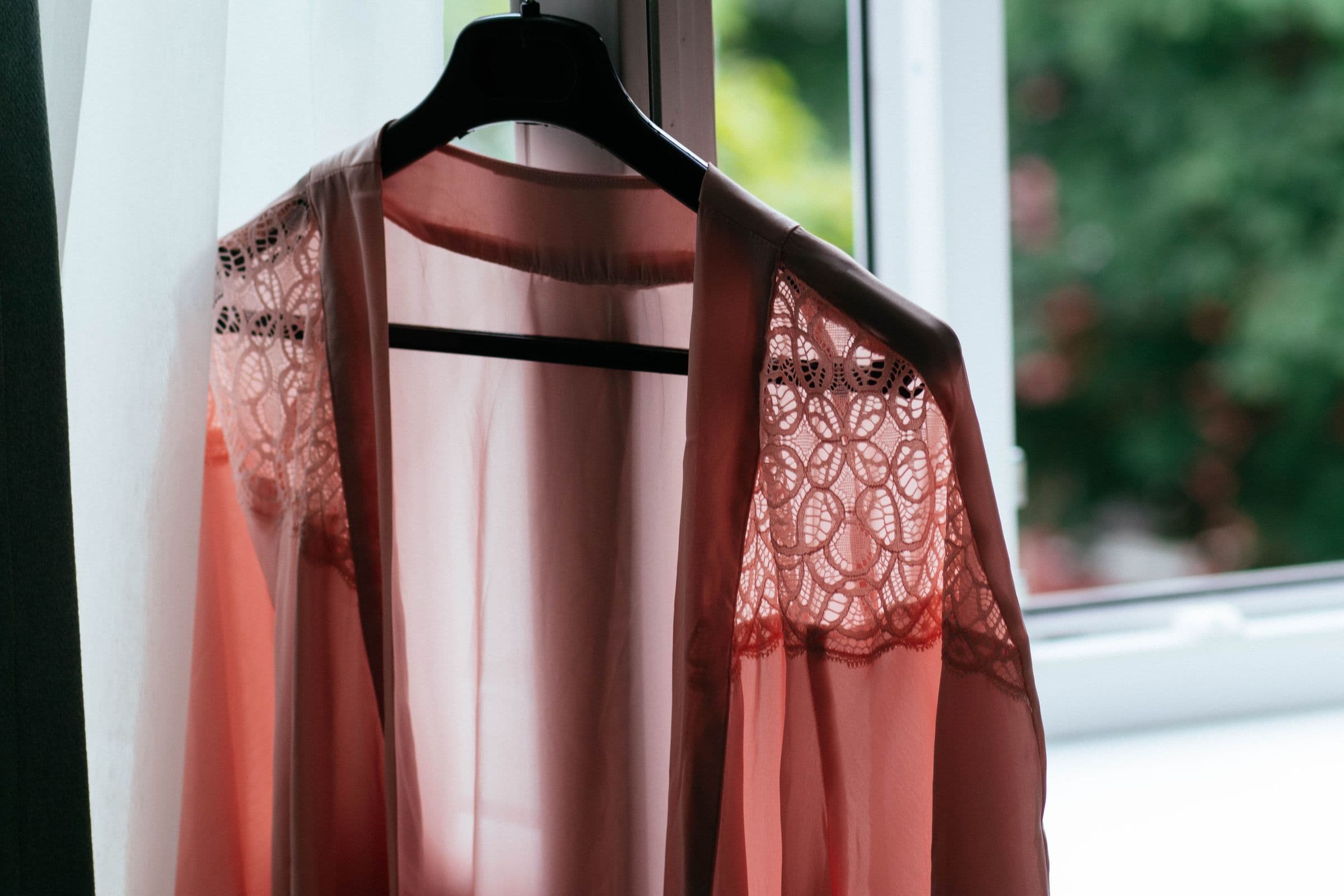 Burgundy Lace-Trim Robe, burgundy
