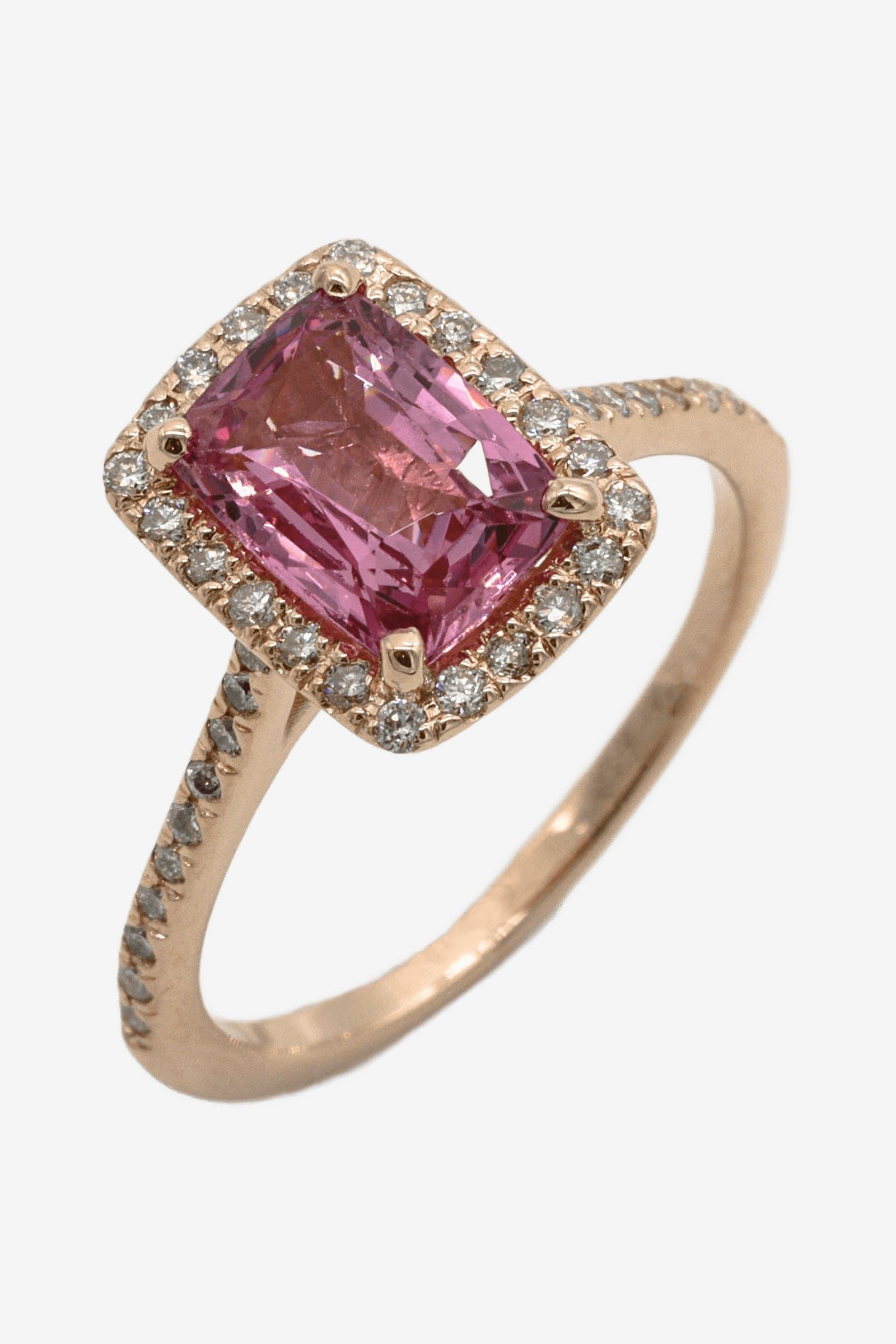 Tara Pink Stone Halo Ring
